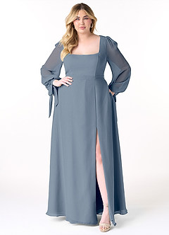 Azazie Leonia Brautjungfernkleider A-Linie Langarm Chiffon Kleid Zwielichtviolett image11
