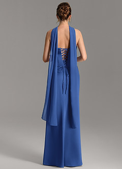 Azazie Nicki Bridesmaid Dresses Royal Blue Sheath Corset Stretch Satin Dress image5