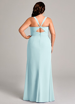 Azazie Mero Bridesmaid Dresses Sea Glass Sheath Pleated Chiffon Dress image10