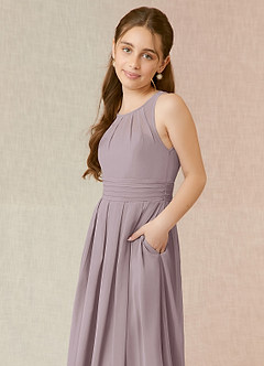 Azazie Bibiane Junior Dusk A-Line Pleated Chiffon Dress image7