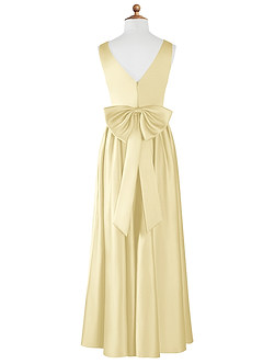 Azazie Hathaway Junior Vestido de Sorbete De Limón de Satén Elástico de Corte en A con Lazo image7