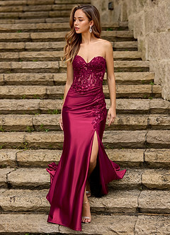 Emblace Borgoña Vestido de fiesta de sirena image5