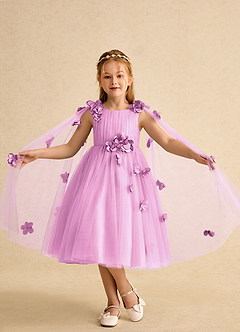 Azazie Staria vestidos de niña de las flores Vestido de Rosa Caramelo de Tul de Princesa con Volante image4