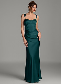 Azazie Mela Brautjungfernkleider Etui Korsett Stretch-Satin Kleid Kiefer image3