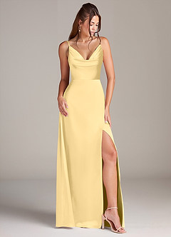 Azazie Sarella Bridesmaid Dresses Butter A-Line Pleated Stretch Satin Dress image3