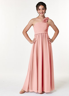 Azazie Flower Junior Agave A-Line Pleated Chiffon Dress image1