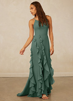 Christian Siriano Bridal for Azazie 1006 Bridesmaid Dresses Sea Moss Mermaid Ruched Chiffon Dress image4