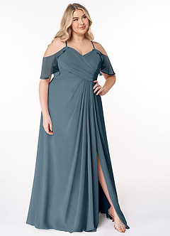 Azazie Dakota Bridesmaid Dresses Twilight A-Line V-Neck Pleated Chiffon Dress image9