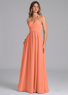 Azazie Darlyn Bridesmaid Dresses Sunset A-Line Pleated Chiffon Dress image1