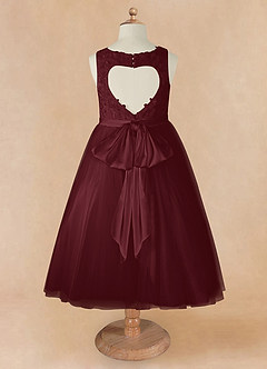Azazie Calla Flower Girl Dresses Cabernet Ball-Gown Lace Tulle Dress image8