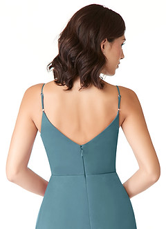 Azazie Evalin Jurken voor bruidsmeisjes Jurk van Mesh met A-Lijn V-hals geplooid Bermuda image6