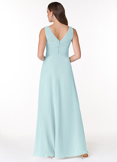 Azazie Flora Bridesmaid Dresses Sea Glass A-Line Pleated Chiffon Dress image2