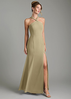 Azazie Rue Bridesmaid Dresses Moss Green A-Line Halter Chiffon Dress image1