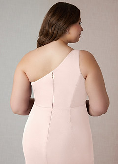 Azazie Jhene Final Sale Vintage Mauve Sheath One Shoulder Mesh Dress image12