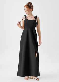 Azazie Rosey Junior Black A-Line Sweetheart Neckline Stretch Crepe Dress image4