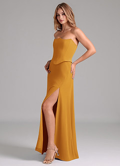 Azazie Jenilyn Brautjungfernkleider A-Linie Schulterfrei Chiffon Kleid Butterscotch image5