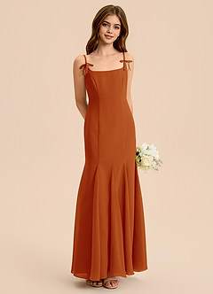 Azazie Evey Junior Paprika Mermaid Pleated Chiffon Dress image1