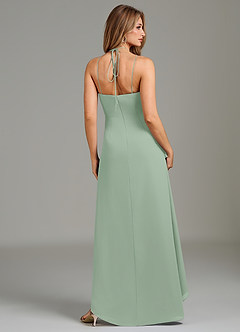 Azazie Yelena Bridesmaid Dresses Agave A-Line Ruched Chiffon Dress image6