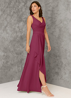 Azazie Kori Final Sale Mulberry A-Line Pleated Chiffon Dress image3