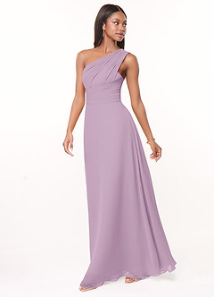Azazie Ashley Brautjungfernkleider A-Linie Gestreift Chiffon Kleid Blauregen image4