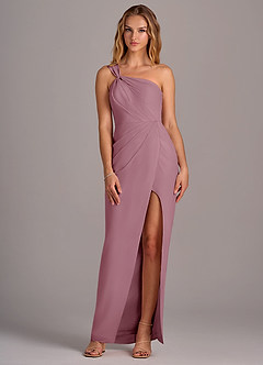 Azazie Tatianna Bridesmaid Dresses Vintage Mauve Sheath One Shoulder Chiffon Dress image3