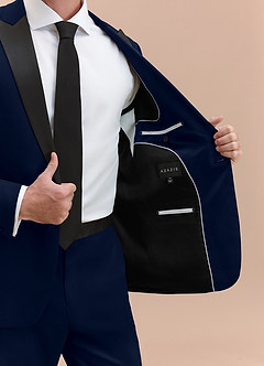 front Hudson Navy Blue Peak Lapel Tuxedo Jacket