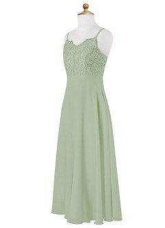 Azazie Sonya Junior Dusty Sage A-Line Lace Chiffon Dress image7