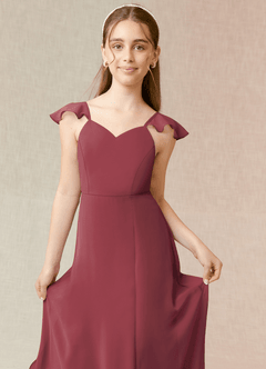 Azazie Everett Junior Vestido de Merlot de Gasa de Corte En A image5