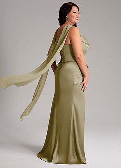 Azazie Sorrel Bridesmaid Dresses Moss Green Mermaid Strapless Stretch Satin Convertible Dress image11