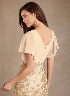 Azazie Fallon Mother of the Bride Dresses Champagne A-Line Pleated Lace Dress image7