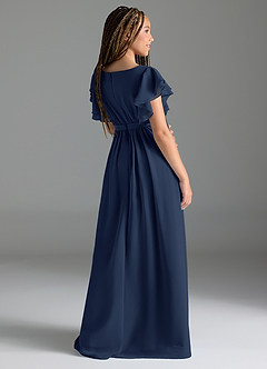 Azazie Daphne Junior Dark Navy A-Line Pleated Chiffon Dress image5