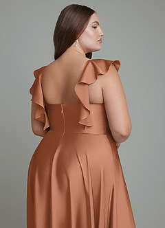 Azazie Leilani Bridesmaid Dresses Bronzer A-Line Ruched Stretch Satin Dress image16