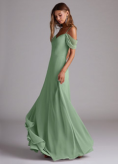 Azazie Marley Bridesmaid Dresses Matcha A-Line Off the Shoulder Chiffon Convertible Dress image3