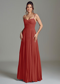 Azazie Catie Brautjungfernkleider A-Linie Herzausschnitt Chiffon Kleid Terrakotta image1