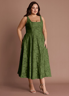Amalie Olive A-line Midi Dress image5