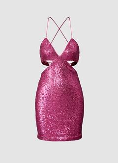 Sparkling Vision Fuchsia Sequin Cutout Mini Dress image6