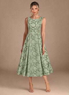 Azazie Fulton Mother of the Bride Dresses Agave A-Line Pleated Floral Burnout Dress image5