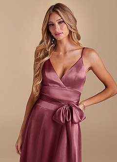 Azazie Sophia Final Sale Black A-Line with Pockets Metallic Satin Dress image6