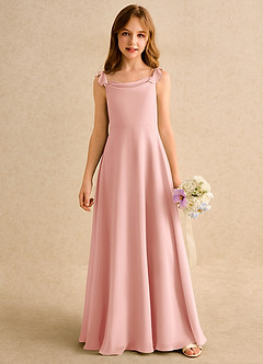 Azazie Puppy Junior Formal Flower Girl Dresses Rosette A-Line Pleated Chiffon Dress image5