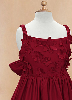 Azazie Midge Flower Girl Dresses Burgundy A-Line Bow Matte Satin Dress image8