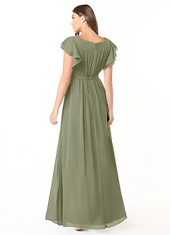 Azazie Daphne Modest Bridesmaid Dresses A-Line Ruffled Chiffon Floor-Length Dress image2