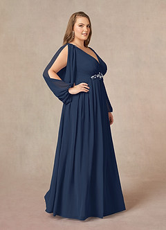 Azazie Gypsy Mother of the Bride Dresses Dark Navy A-Line V-Neck Sequins Chiffon Dress image9
