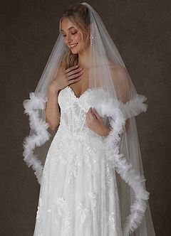 front Sophia Cut Edge Two Tier Chapel Veil