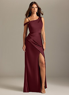 Azazie Madelyn Vestidos de damas de honor Vestido de Cabernet de Satén Elástico de Corte Sirena Convertible con Vestidos sin tirantes image9