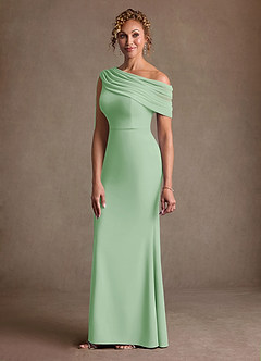 Azazie Bassi Mère de la mariée Robes Robe Sirène en Maille Épaule décolletée Vert Sauge image5