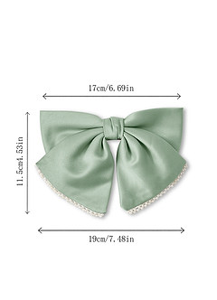 front Matching Color Satin Pearl Bow Hair Clip