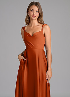 Azazie Beatrice 신부 들러리 드레스 A라인 스윗하트 네크라인 스트레치 새틴 바닥 길이 드레스 image7