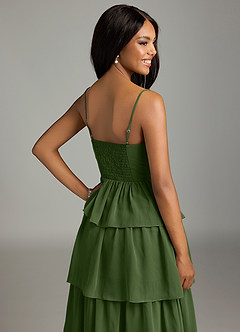 Azazie Kaiden Bridesmaid Dresses Olive A-Line Sweetheart Neckline Chiffon Dress image7