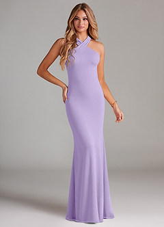 Azazie Doretta Bridesmaid Dresses Lilac Mermaid Pleated Chiffon Dress image1