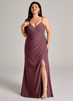Azazie Maci Bridesmaid Dresses Sangria Sheath Pleated Chiffon Dress image8